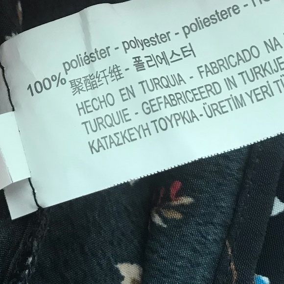 Zara Basic Denim z1975 Black Floral Tie Neck Long Sleeve Blouse NWT Medium - Picture 12 of 12